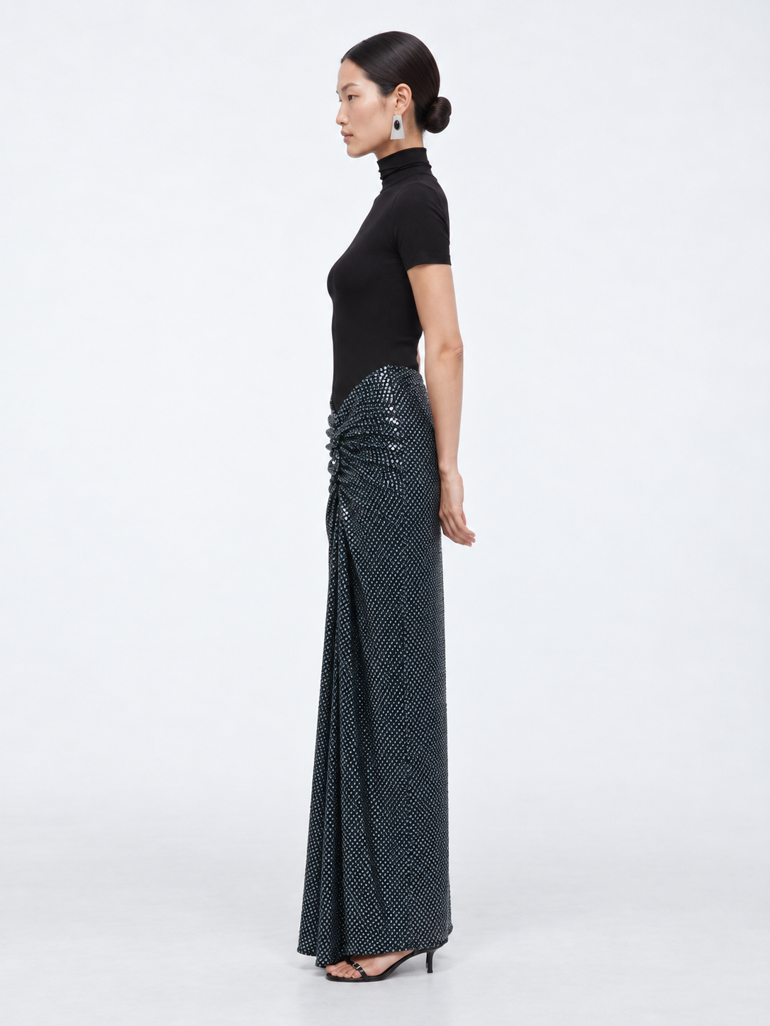 Opaline Sequin Fusion Ruched Tee Gown