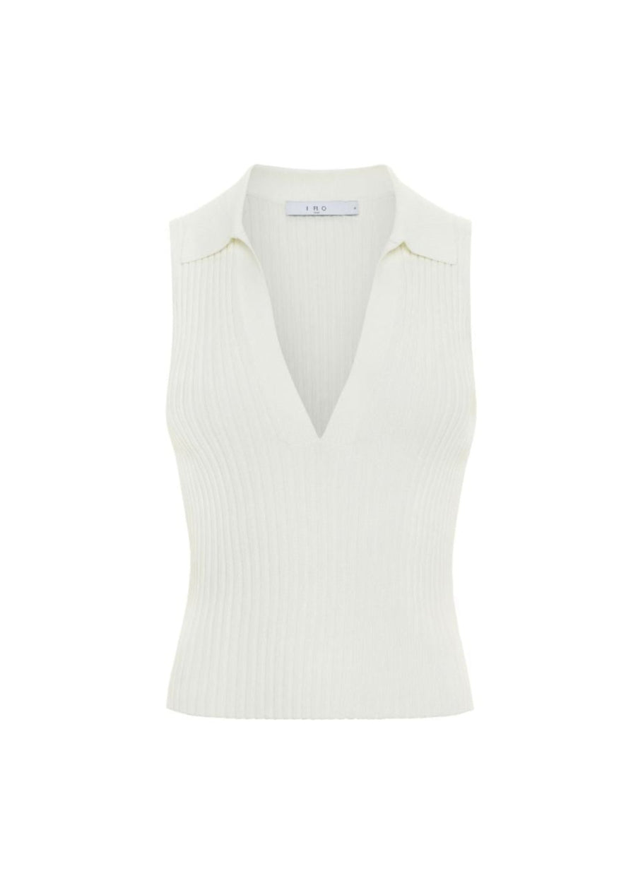 Kenzie Polo Neck Tank Top | White