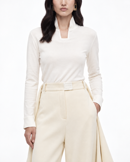 Square Neck Longsleeve in White