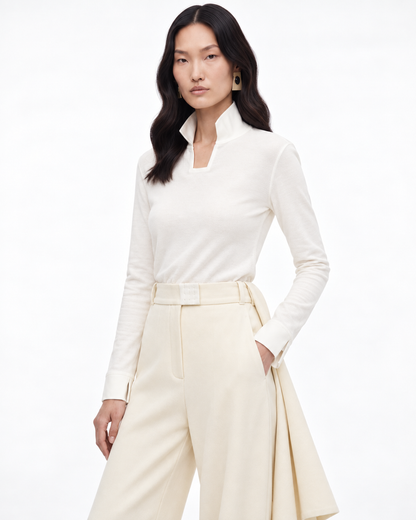 Square Neck Longsleeve in White