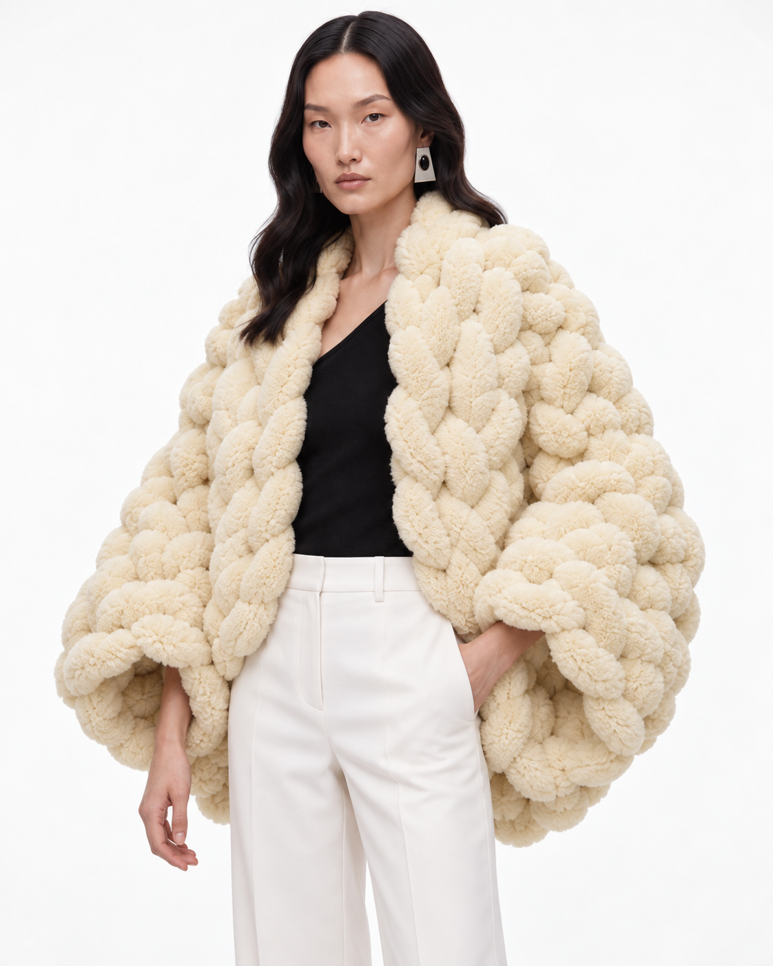 Braid Coat in Ivory