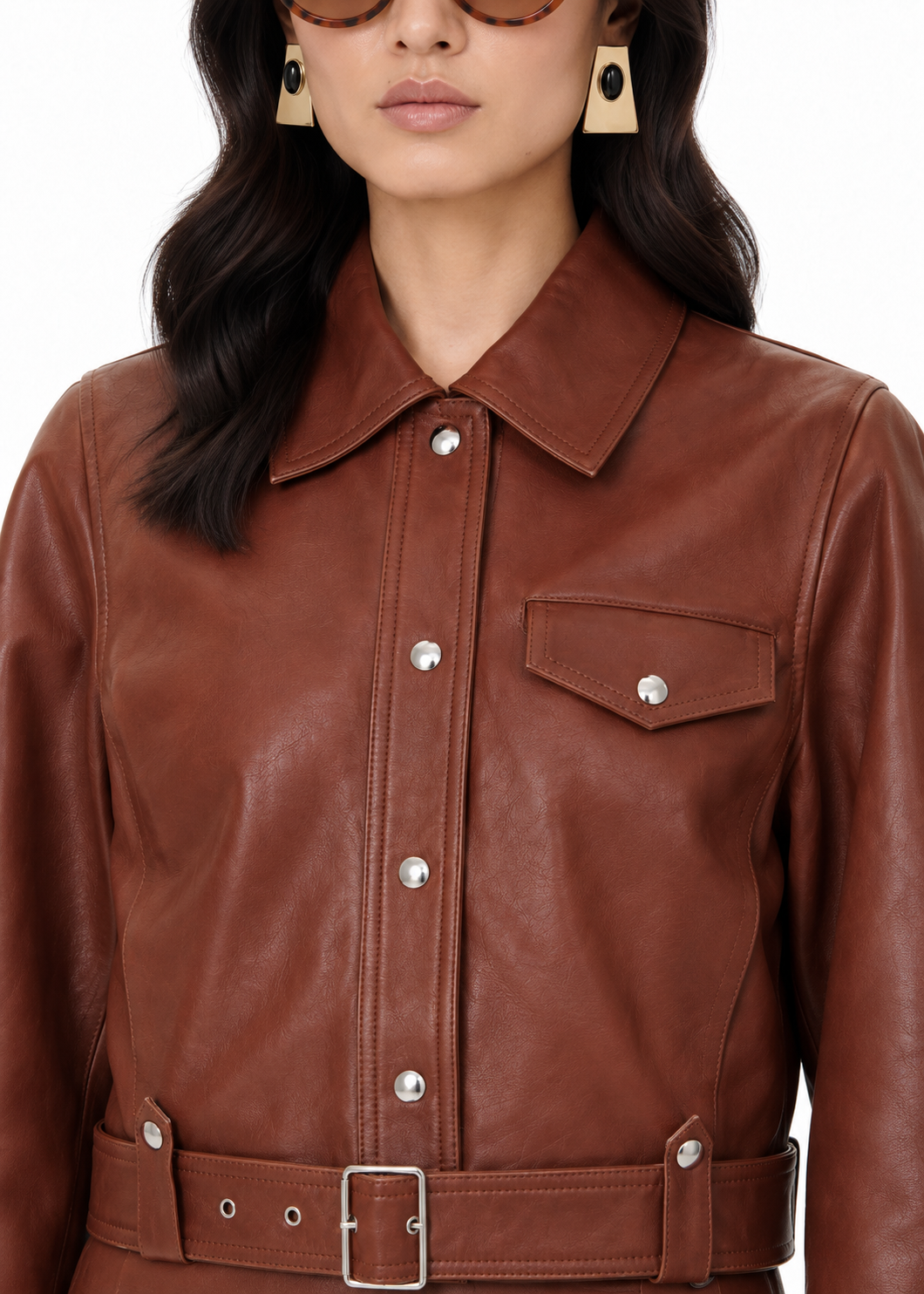 IRO Paris Rapha Boxy Leather Jacket in brown, view 4