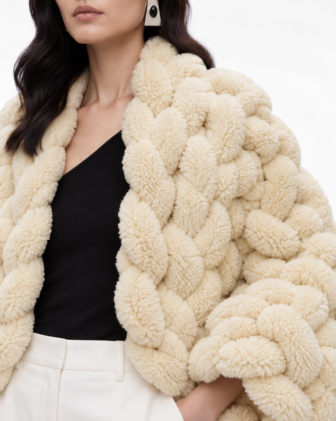 Braid Coat in Ivory