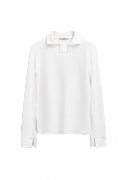 Square Neck Longsleeve in White