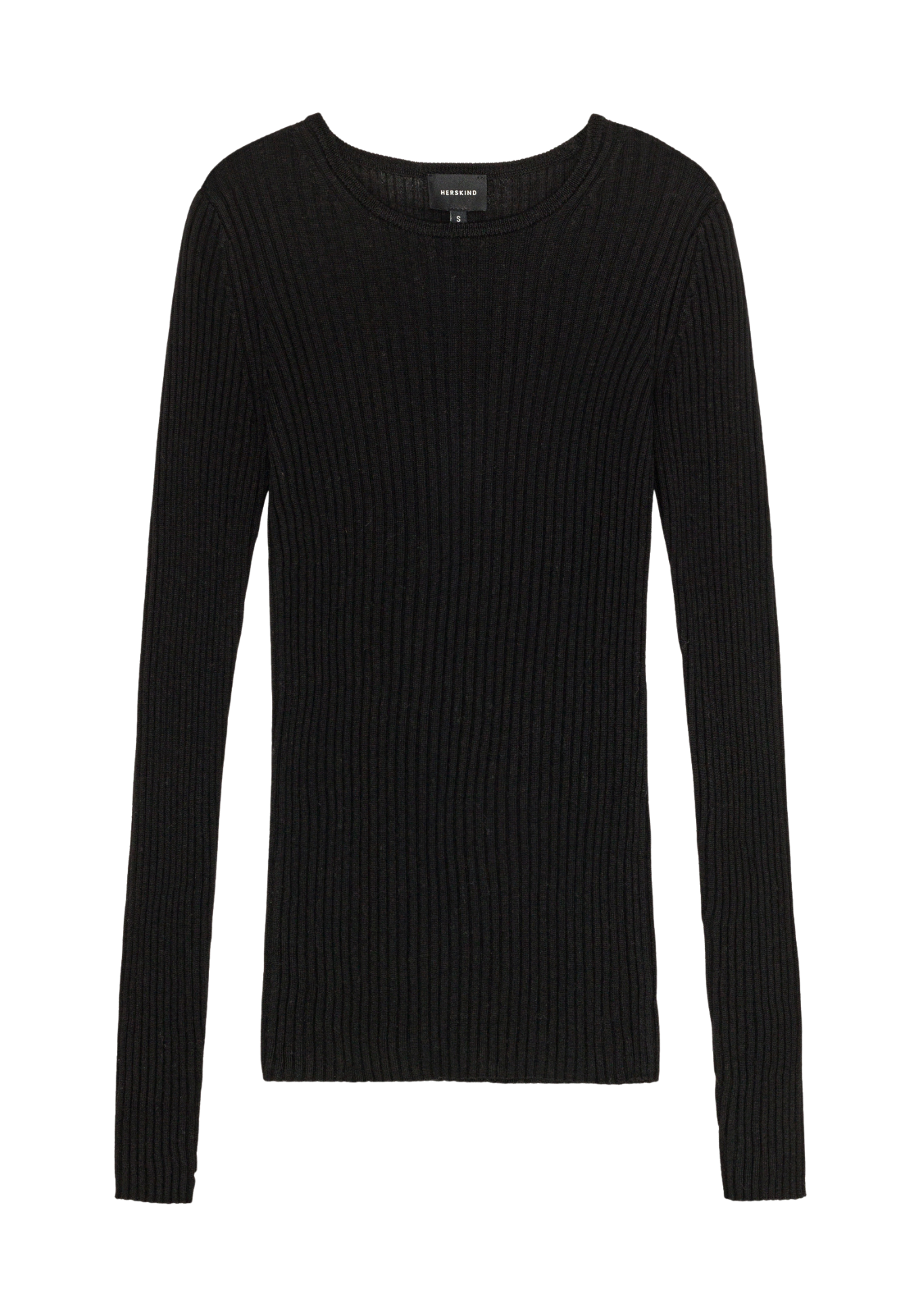 Black ribbed sweater on a white background