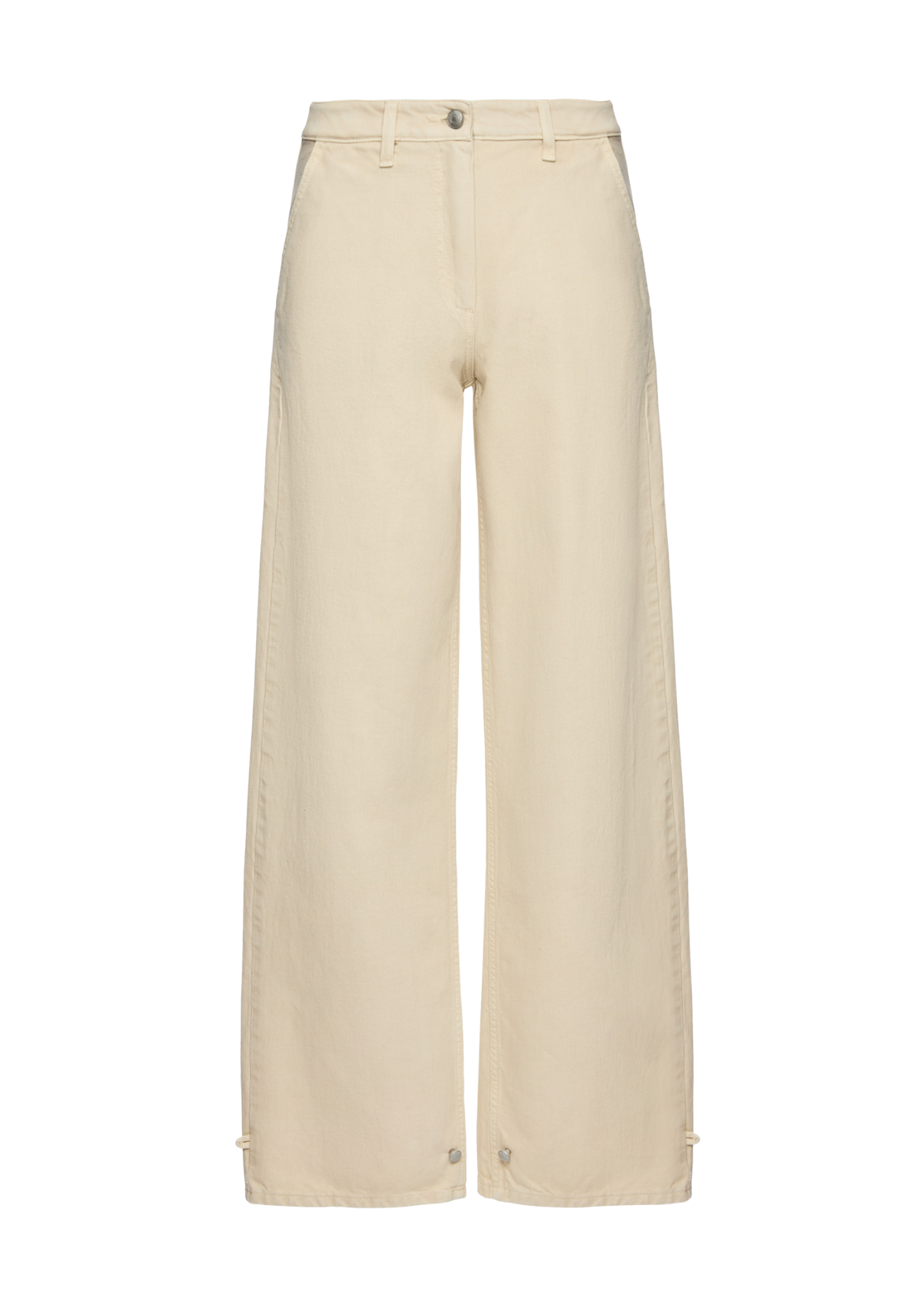 Beige wide-leg pants on a white background