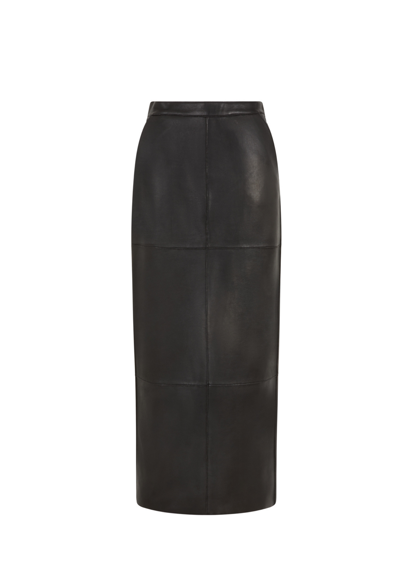Black leather pencil skirt on a white background