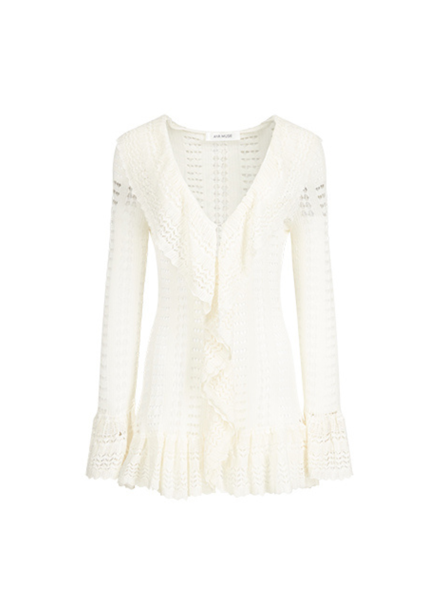 White lace cardigan on a white background