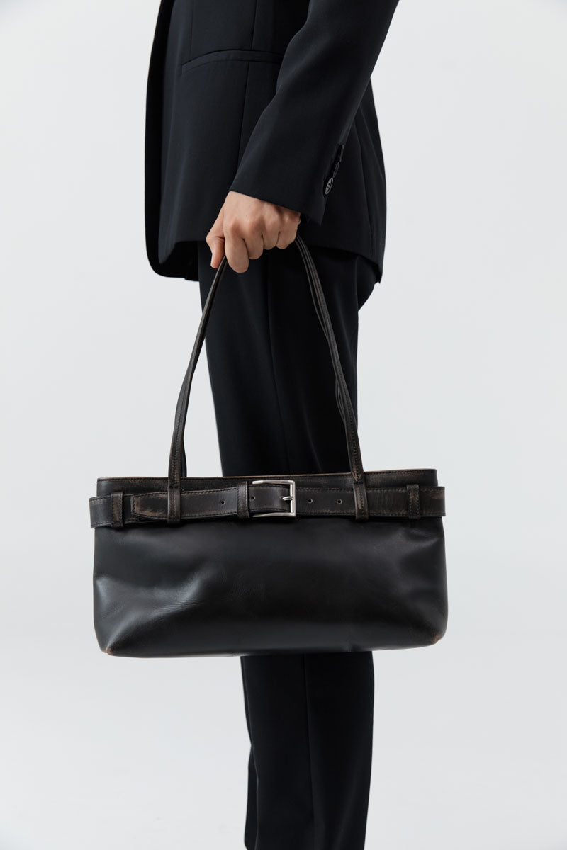 Brushed Belt Detail Baguette