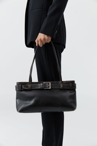 Brushed Belt Detail Baguette