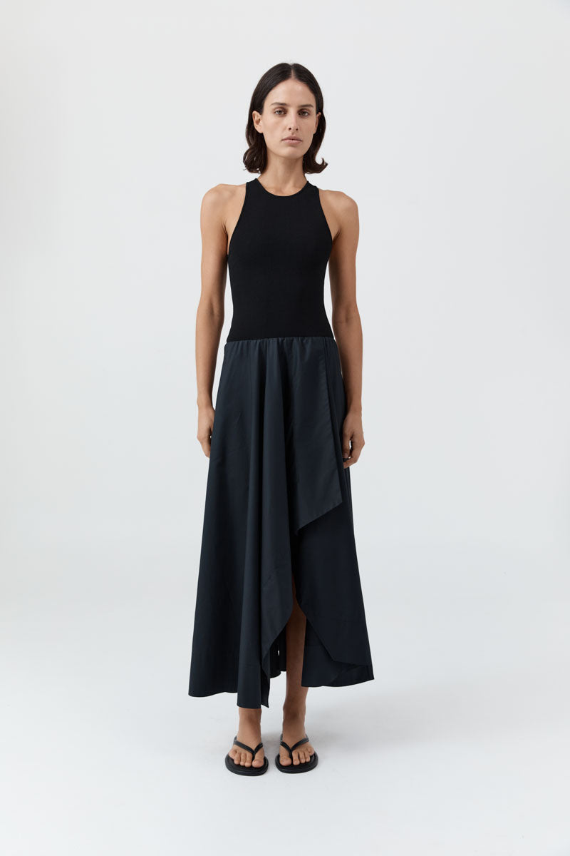 Knit Bodice Asymm Dress