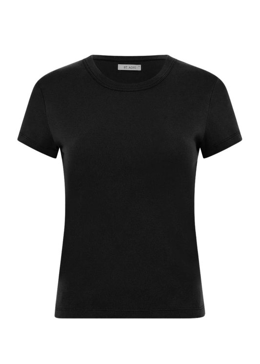 Black t-shirt on a white background