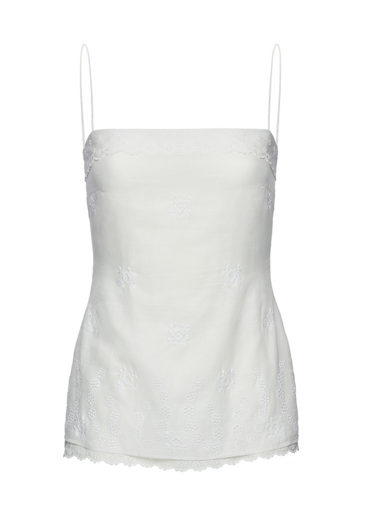 White lace top on a white background