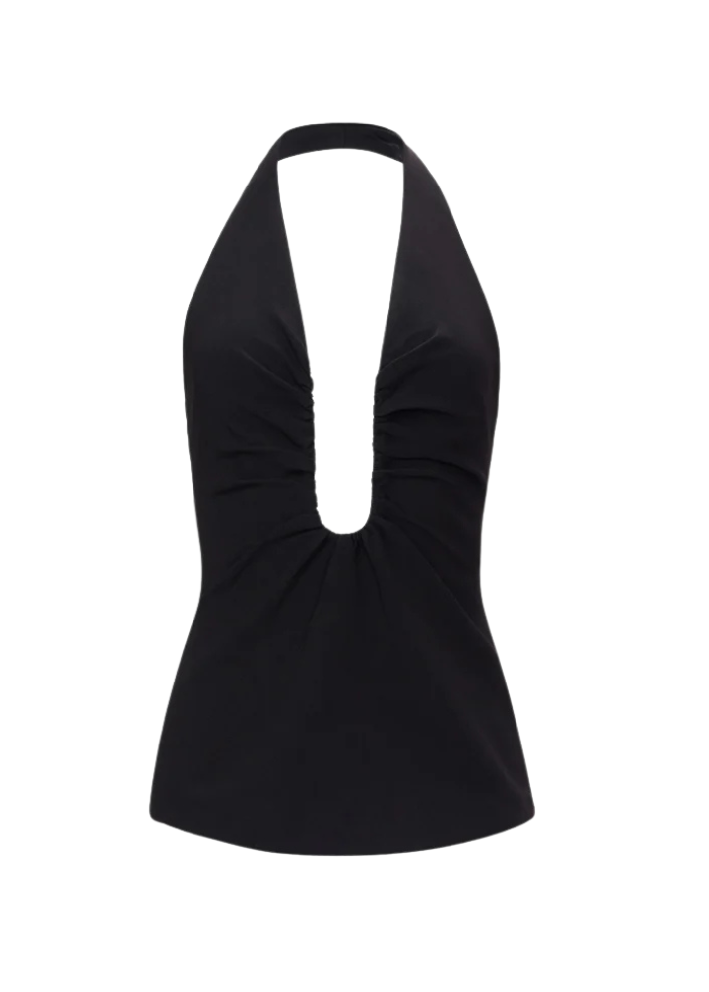 Black halter top on a white background