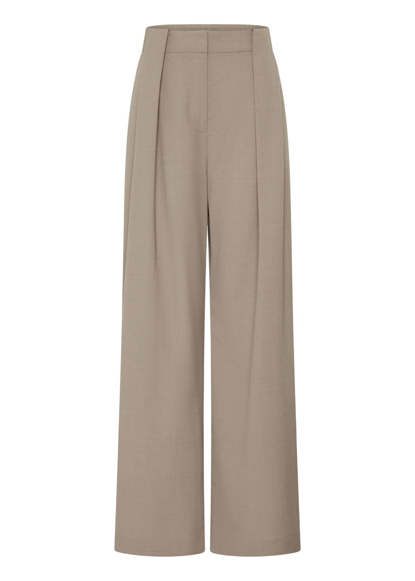 Beige wide-leg pants on a white background