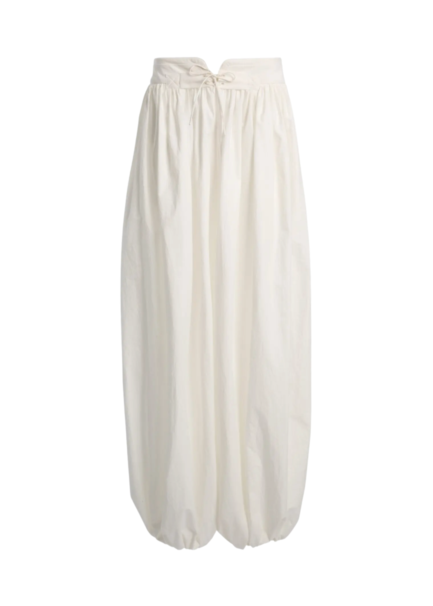 White wide-leg pants on a white background