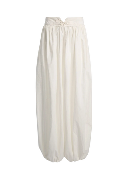 White wide-leg pants on a white background