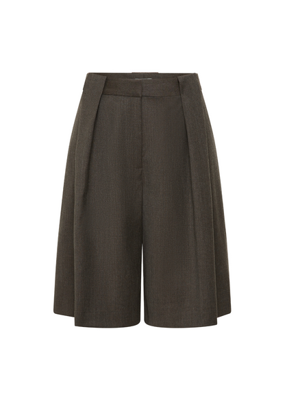 Wool Pleat Loop Shorts