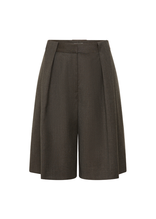 Wool Pleat Loop Shorts