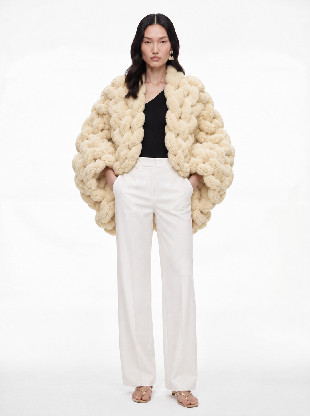 Braid Coat in Ivory