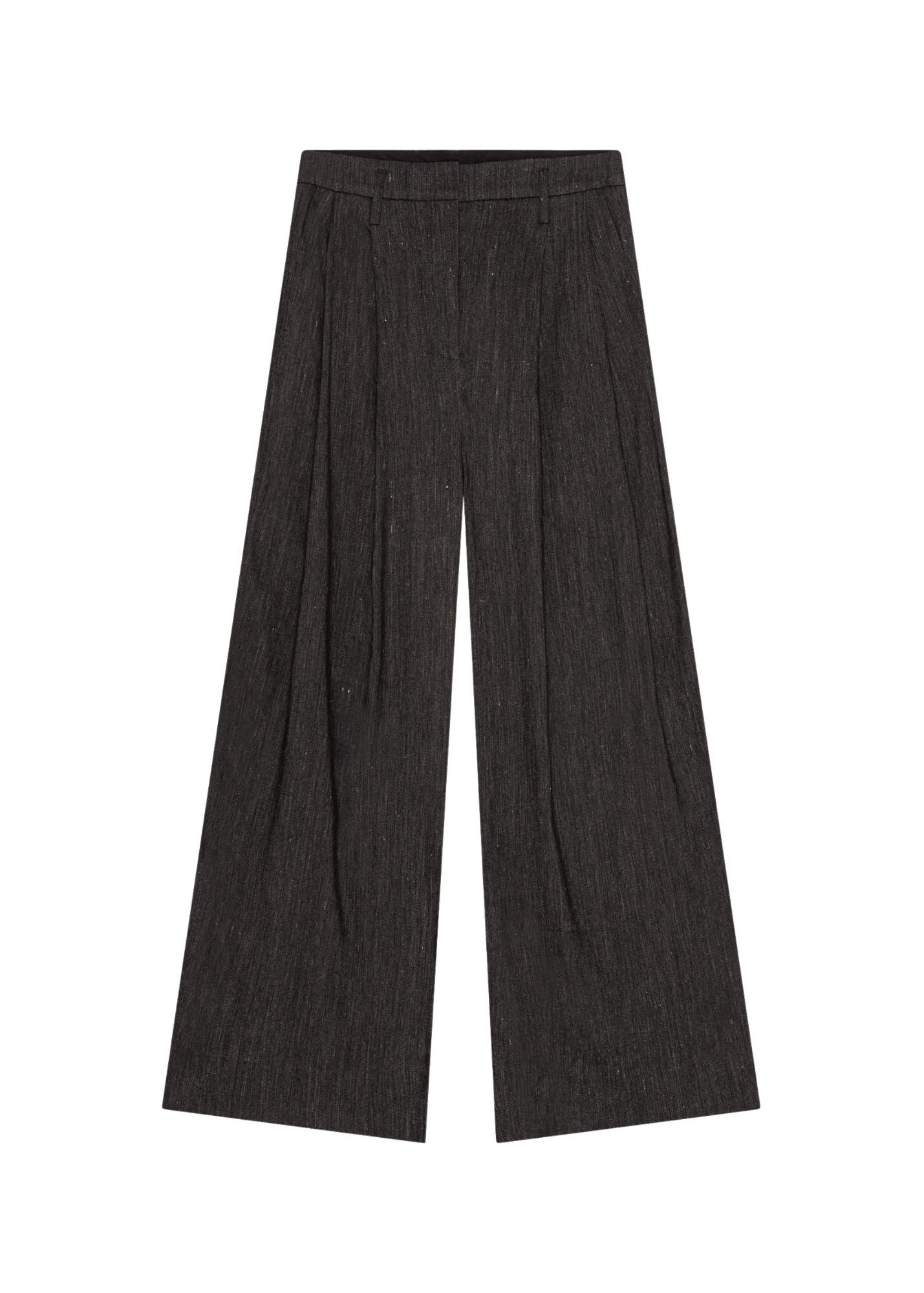 Dark gray wide-leg pants on a white background