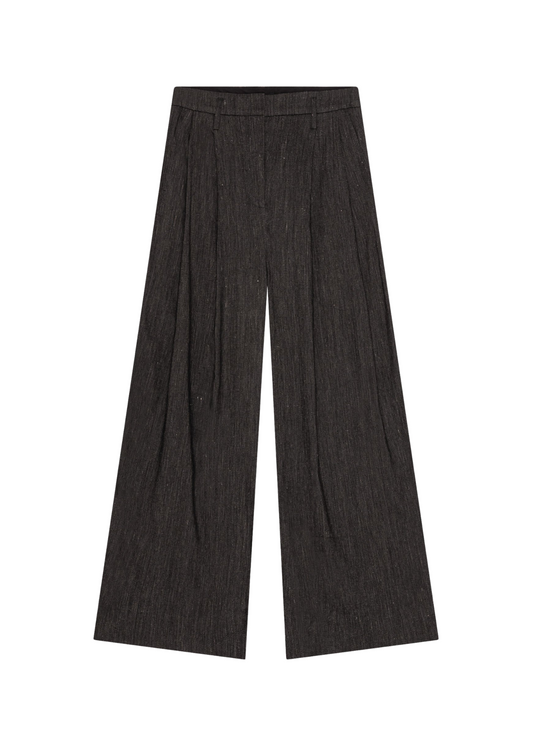 Dark gray wide-leg pants on a white background
