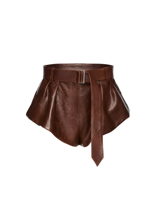 Flared Leather Shorts