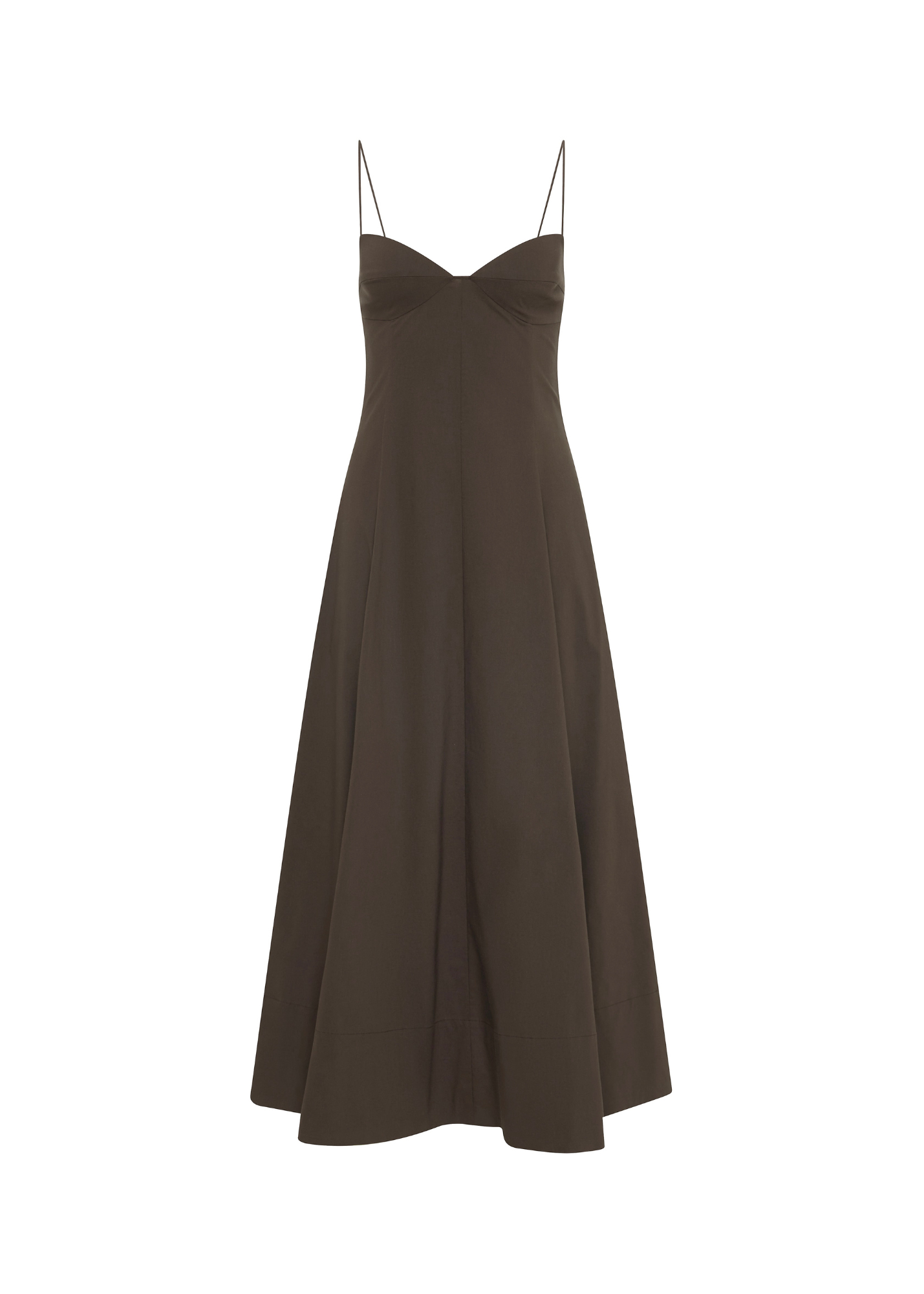 Brown slip dress on a white background