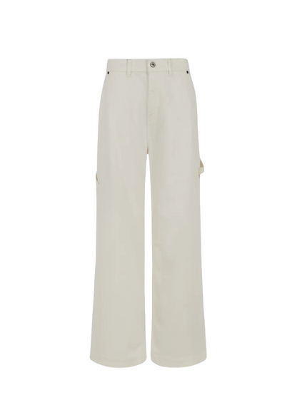 White wide-leg pants on a white background