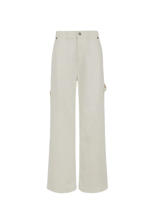White wide-leg pants on a white background