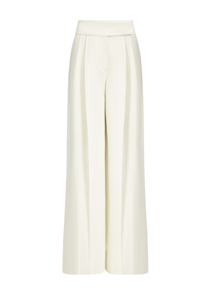 White wide-leg pants on a white background