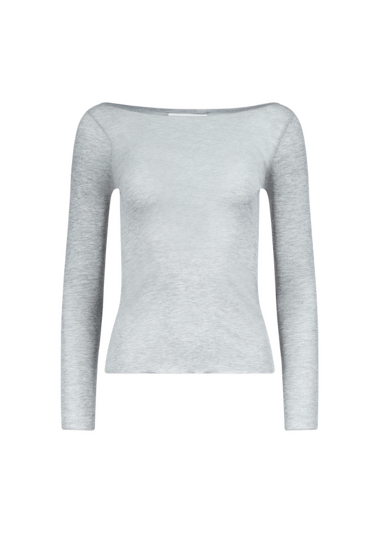 Gray long-sleeve top on a white background