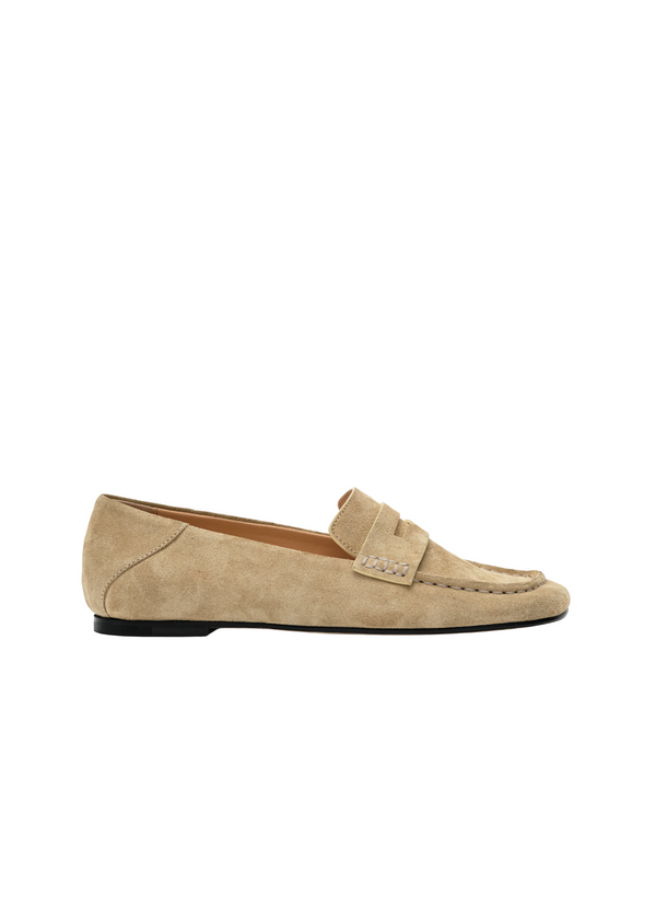 Drew Loafer w/ Penny Strap in Oat Suede