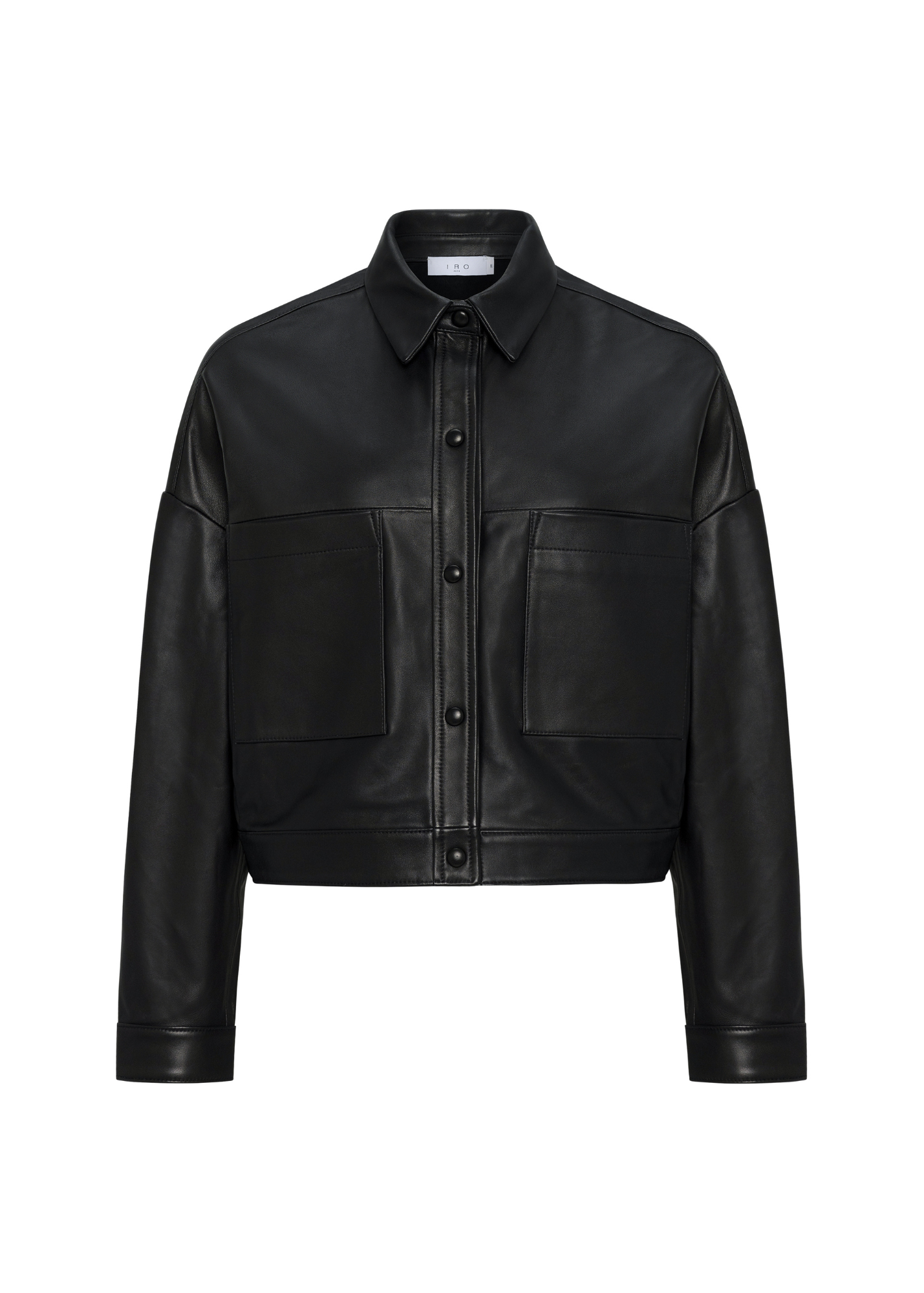 Black leather jacket on a white background