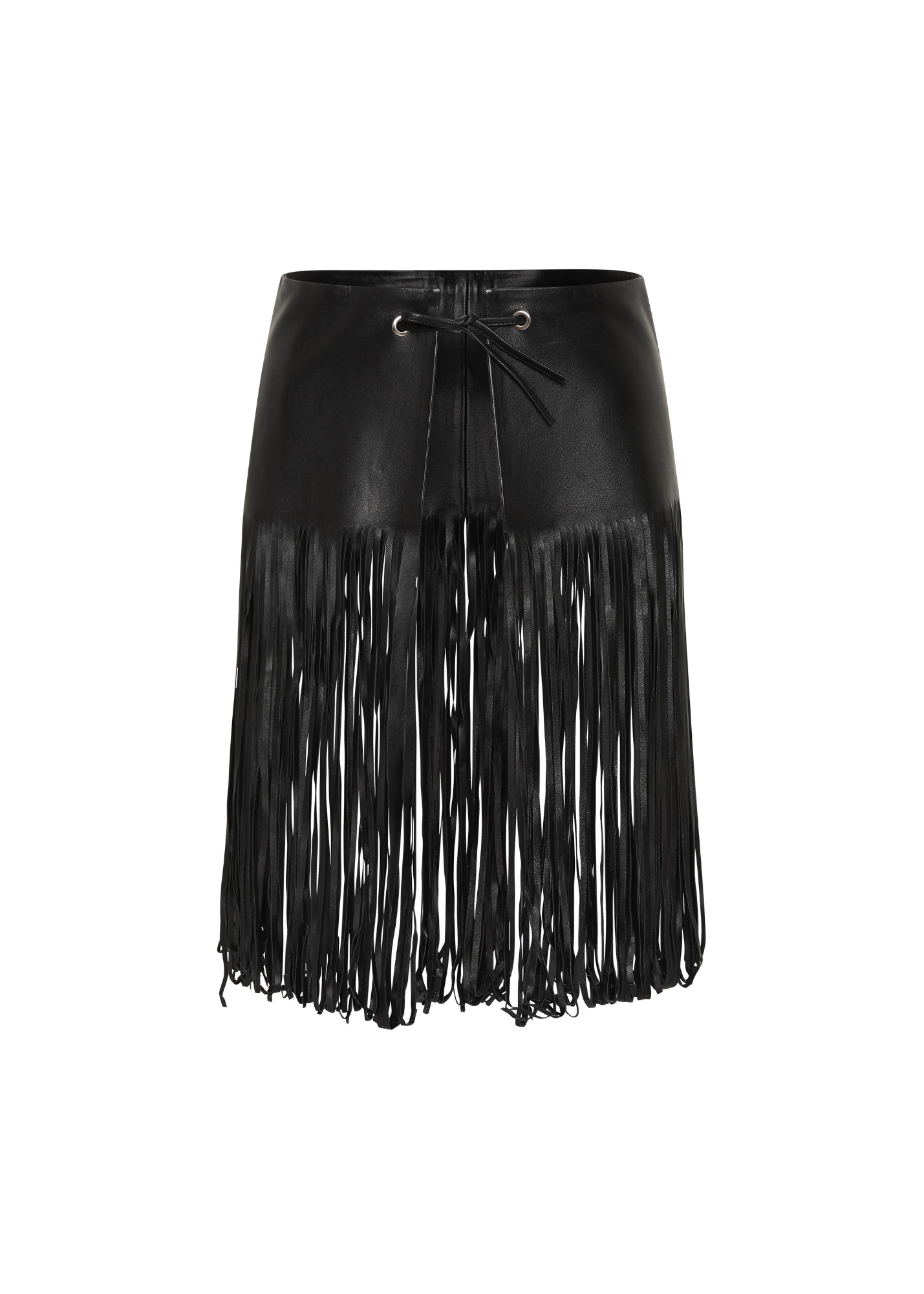 Black fringe skirt on a white background