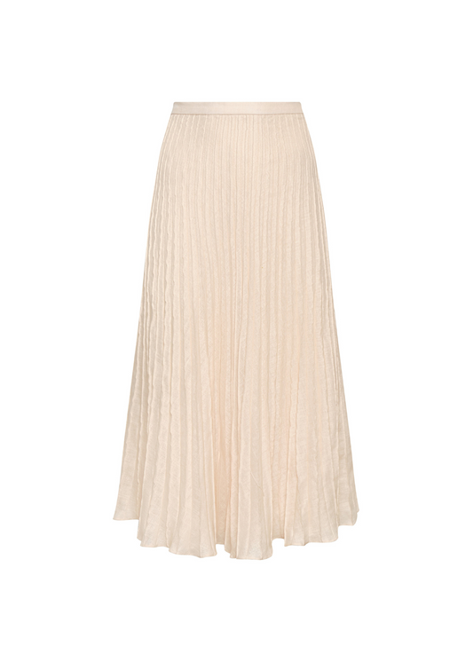 Beige pleated skirt on a white background