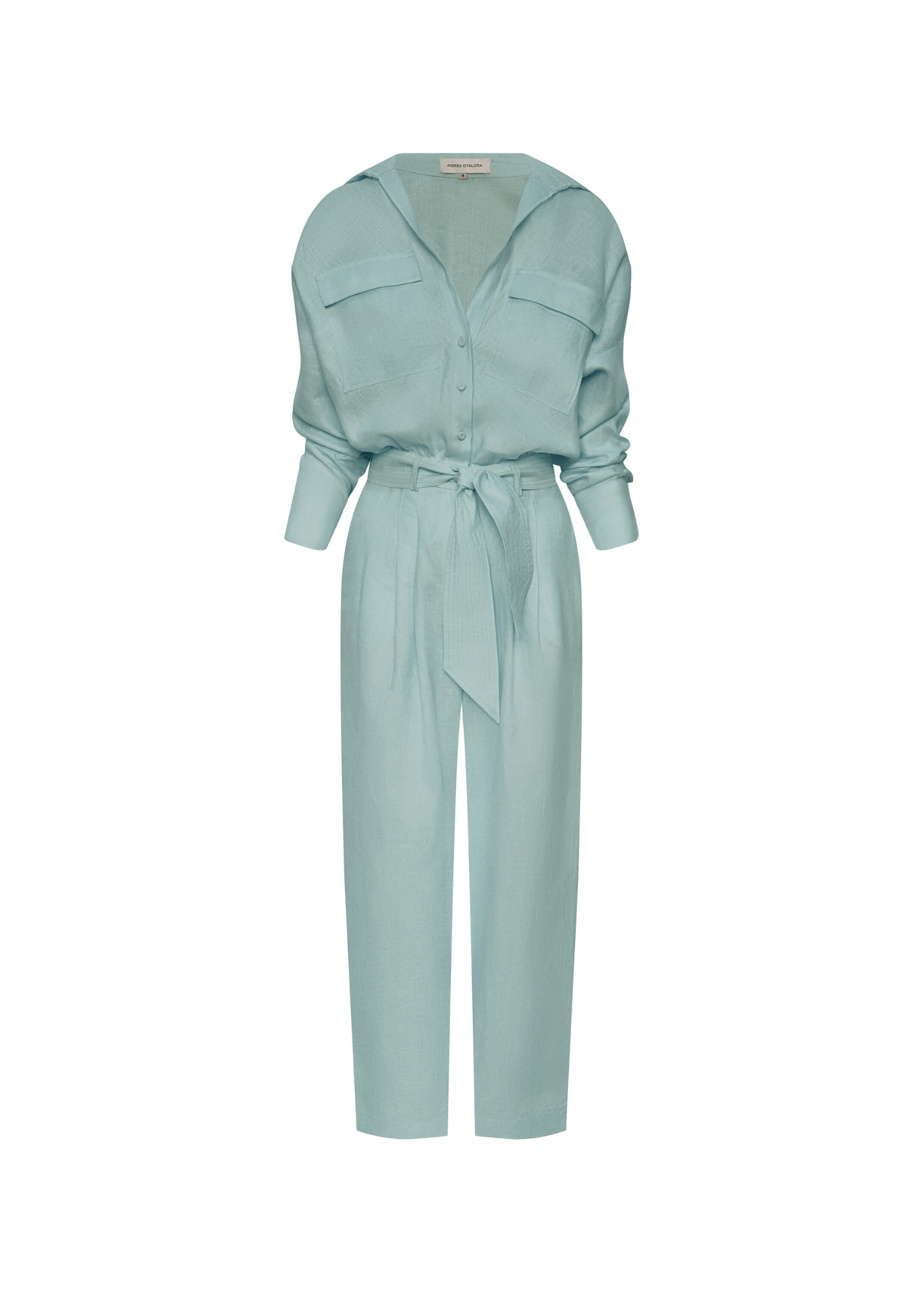 Light blue jumpsuit on a white background