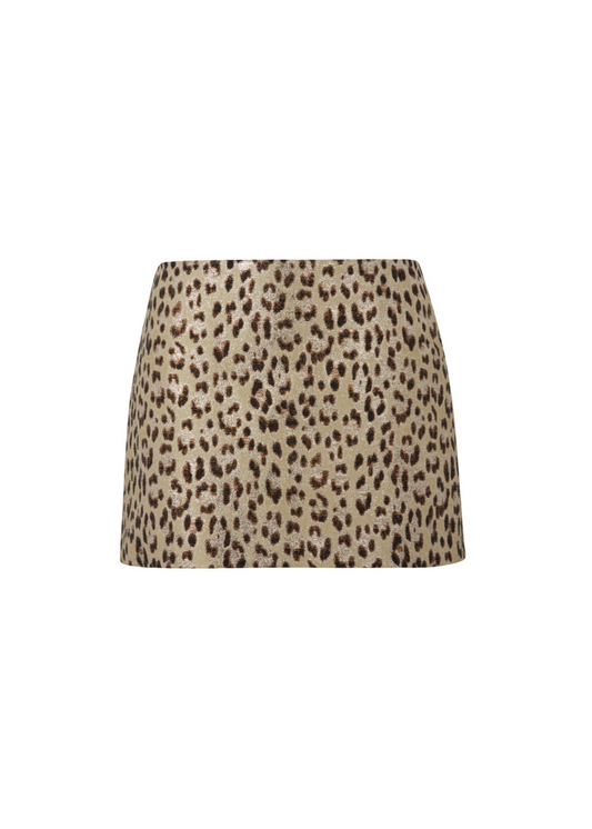 Leopard print skirt on a white background