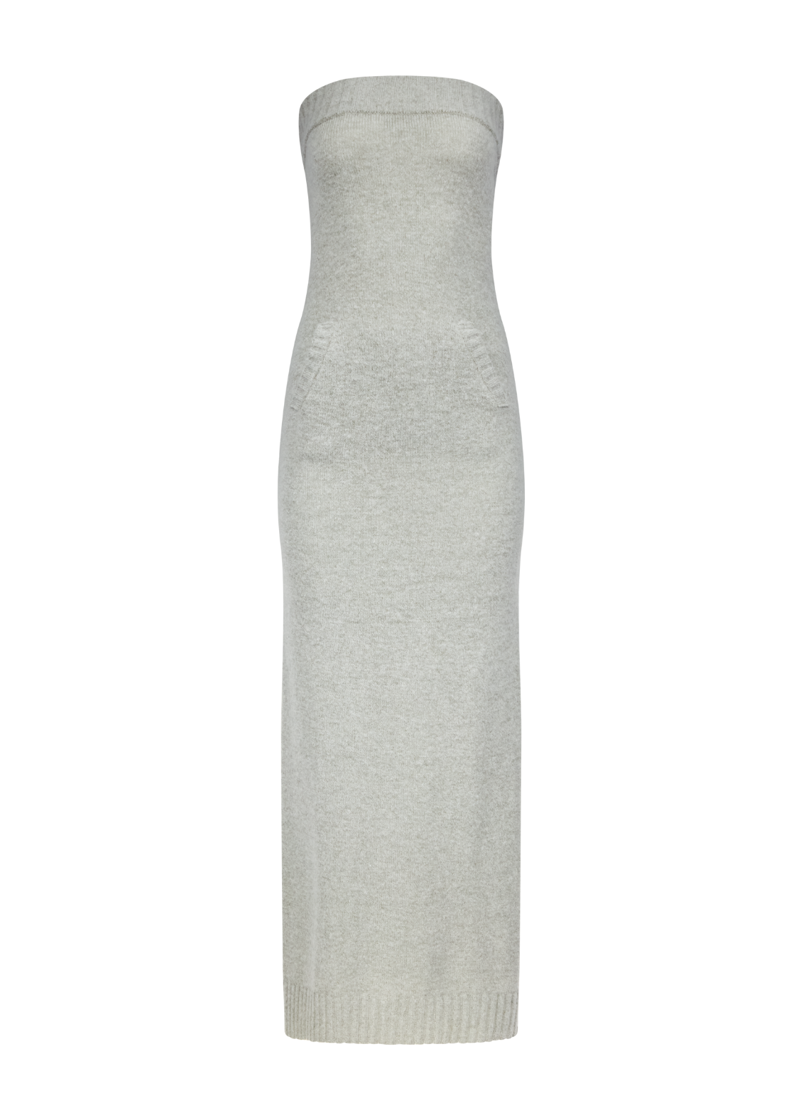 Gray strapless dress on a white background