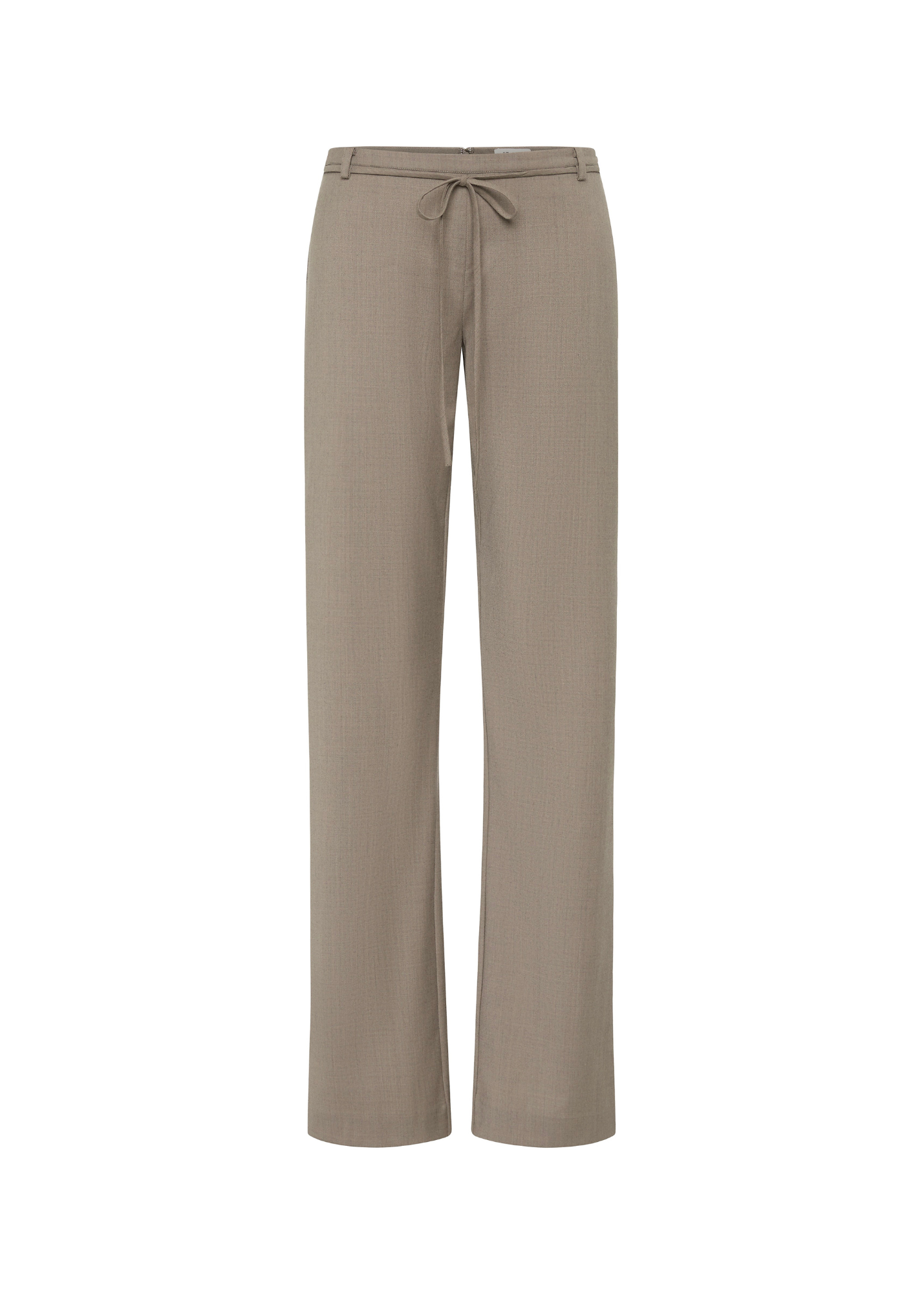 Beige pants with a tie waist on a white background