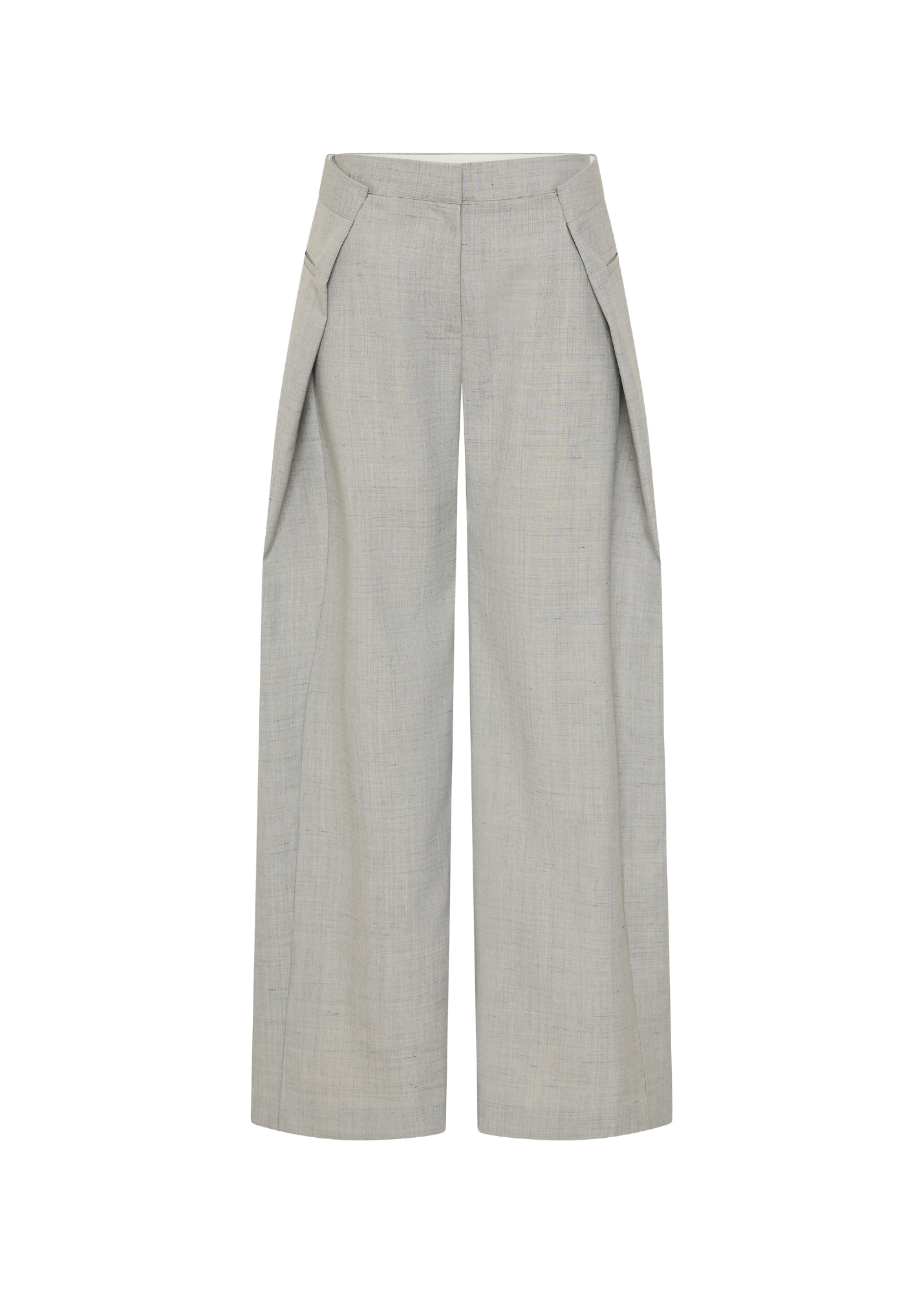 Light gray wide-leg pants on a white background