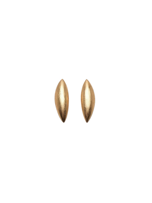 Pair of gold earrings on a white background