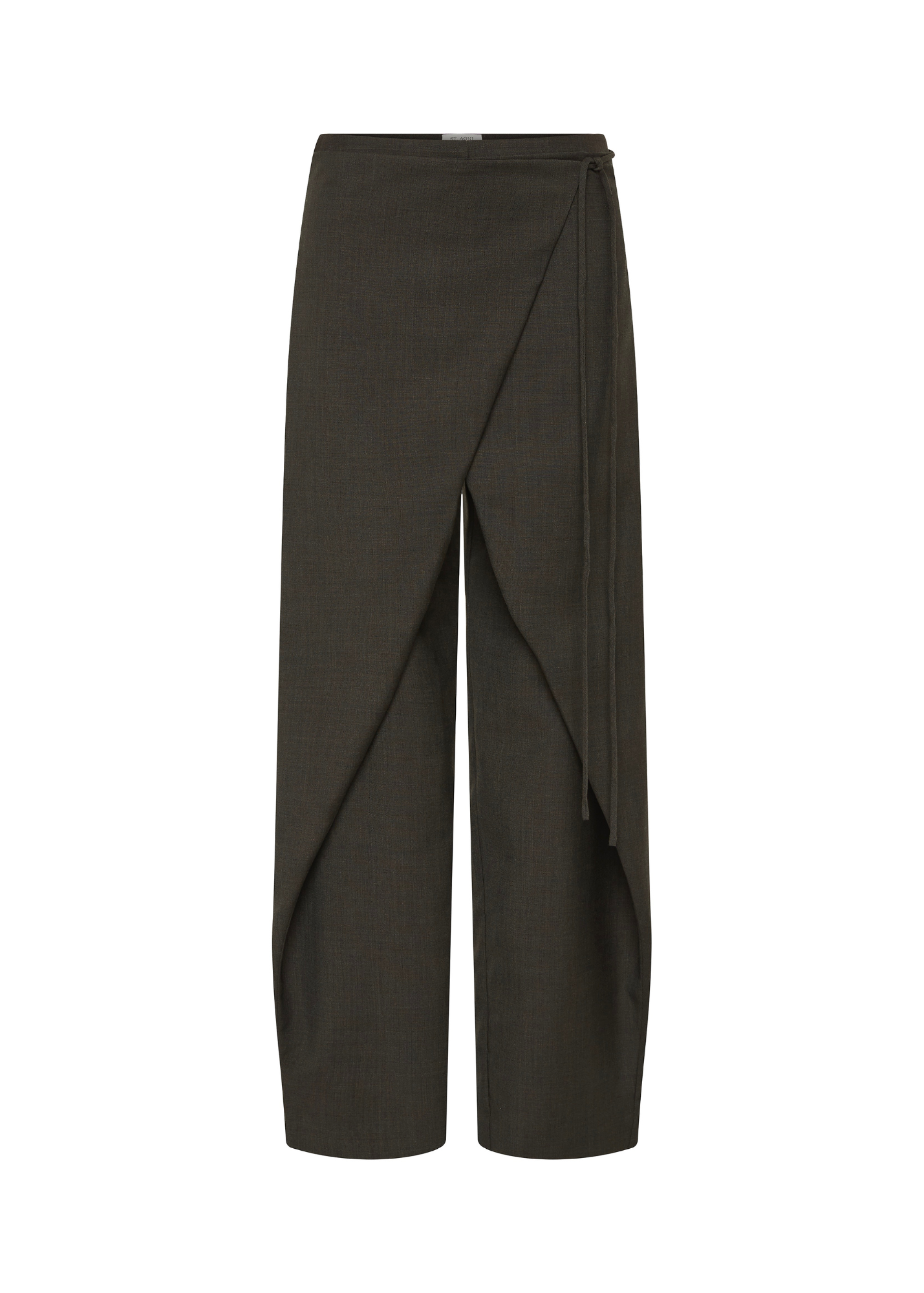 Dark brown wide-leg pants on a white background