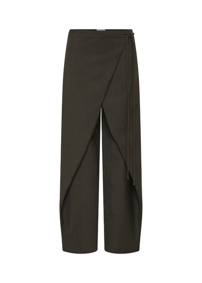 Dark brown wide-leg pants on a white background