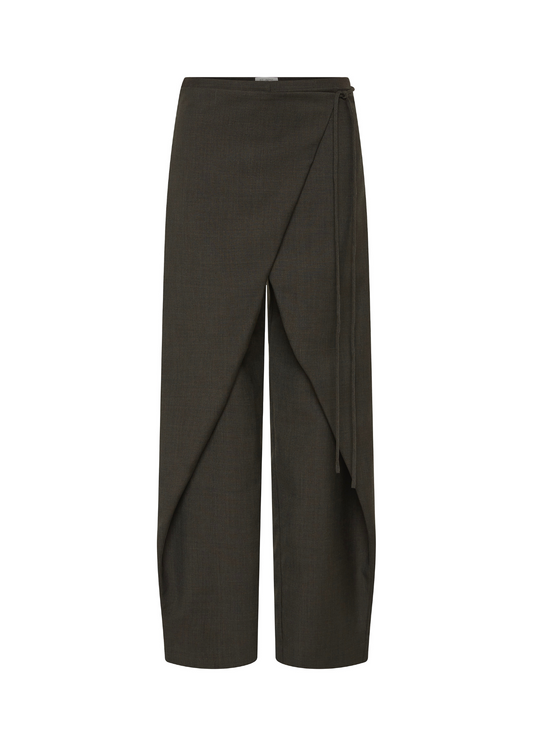 Dark brown wide-leg pants on a white background
