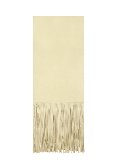 Beige scarf with fringe on a white background