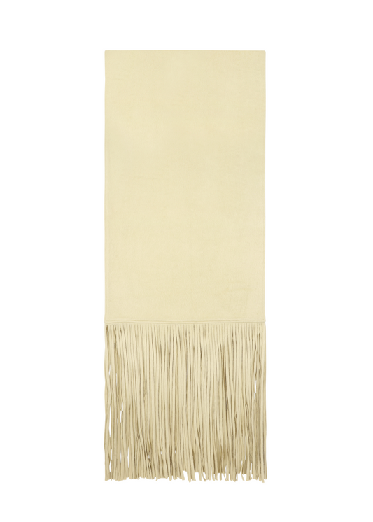 Beige scarf with fringe on a white background
