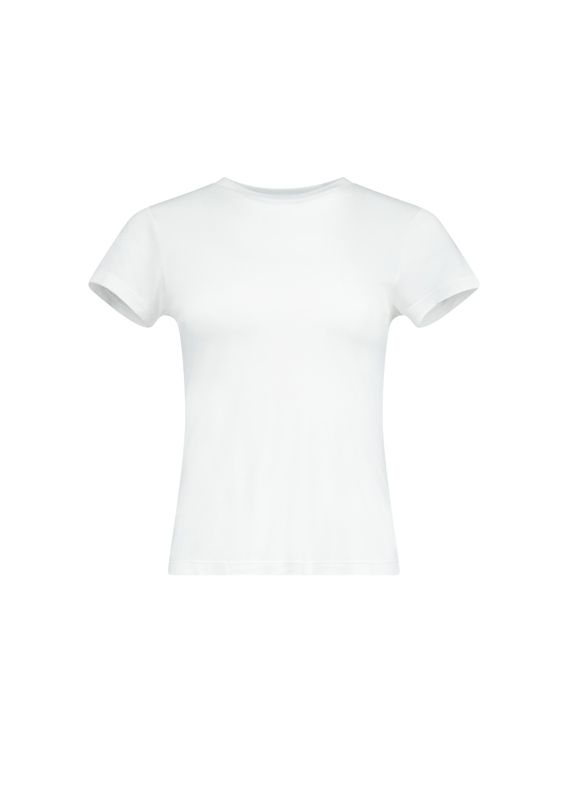 Plain white t-shirt on a light beige background