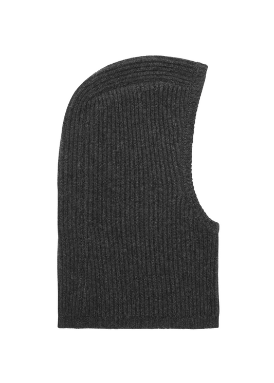 Dark gray knitted sleeveless sweater on a white background