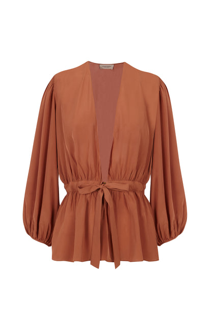Solid Voluminous Sleeves Shirt